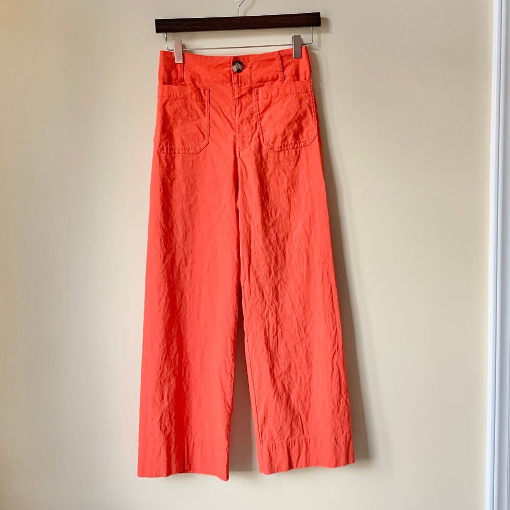 EUC Anthropologie Maeve High Waist Wide Leg Crop Pant, Size 26, Orange - Picture 5 of 12